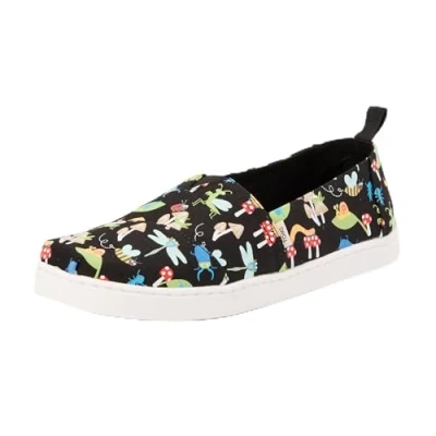 Image de TOMS Classic Alpargata Semelle de Mocassin, Bugs phosphorescents Noirs, 37 EU