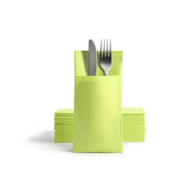 Image de Alvotex Chic Airlaid 50 Serviettes à Couverts en Tissu jetables de qualité supérieure Kiwi 39 x 40 cm
