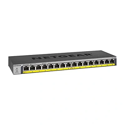 Image de NETGEAR (GS116PP) switch Ethernet PoE+ 16 Ports RJ45 gigabit (10/100/1000) , 183W, position bureau, mur ou rackable, Protection ProSAFE Garantie à Vie idéal pour les PME/TPE