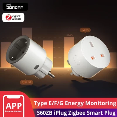 Image de SONOFF S60ZB iPlug Zigbee prise intelligente surveillance de l&#039;énergie sans fil minuterie commutateur intelligent commande vocale Google Home Amazon Alexa