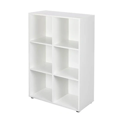 Image de Inter Link Bibliothèque avec 6 compartiments Étagère sur pied cubique Salon Bureau Chambre à coucher Dimensions en cm P : 33 x L 70,2 H 110 Nuoro Blanc