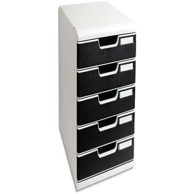 Image de EXACOMPTA Module de classement Modulo Gris lumière Noir 5 tiroirs, en PS, format A4+ 28,8 x 32 35 cm