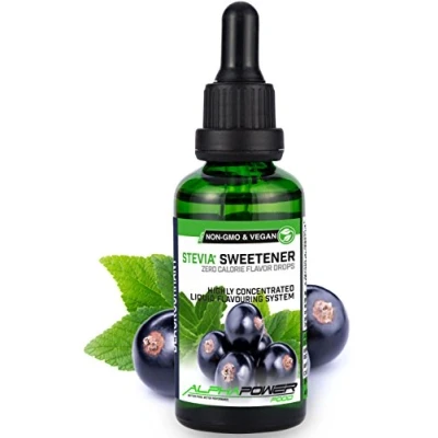 Image de ALPHAPOWER FOOD Stévia Gouttes de cassis arôme alimentaire naturel I Édulcorant Liquide très concentré 1 x 50 ml. flavour Stevia drops, Flavdrops