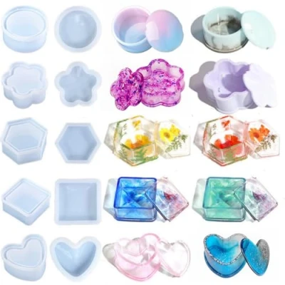 Image de 5 PièCes Moule En Silicone Pour Resine, Resine Epoxy, Jesmonite Hexagonale/Carré/Rond Bijoux Stylo Support Pot De Fleurs etc.