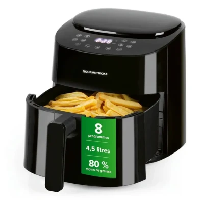 Image de GOURMETmaxx Friteuse à air chaud 4,5L 1400 W Avec 8 programmes différents, idéale pour rôtir, griller, etc. Préparation particulièrement pauvre en graisse et douce Minuterie