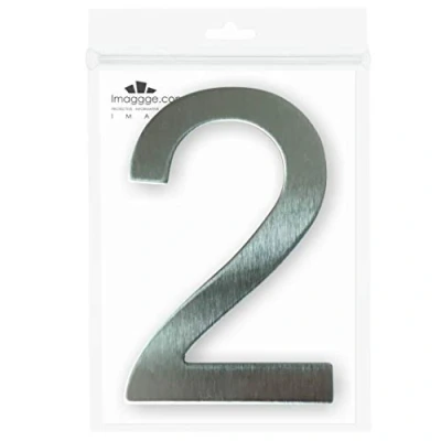 Image de imaggge.com Numéro de Maison ou Appartement INOX brossé Autocollant 7,6 cm Hauteur 2