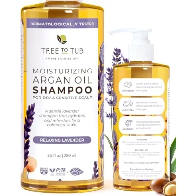 Image de Tree To Tub, Moisturizing Argan Oil Shampoo, Relaxing Lavender, 250 ml (8.5 fl oz)