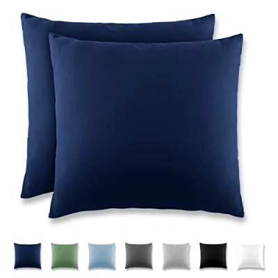 Image de REDKEY Taie Oreiller 40x40 Bleu foncé Lot de 2 Taies d&#039;Oreillers 40 x Carré en Microfibre Brossée, Housse Coussin avec sa Fermeture à Rabat (sans Éclair)