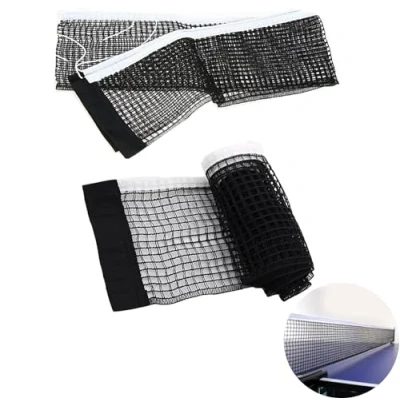 Image de Filet de Ping Pong Tennis Table Professionnel Portable en Polyester pour Remplacer Cassé, Entraînement Compétition et Jeu 2 Pièces(Noir)