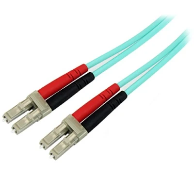 Image de StarTech.com Câble Fibre Optique Multimode de 1m LC/UPC à OM4, Zipcord 50/125µm LOMMF/VCSEL, Réseaux 100G, Faible Perte d&#039;Insertion, Cordon Raccordement LSZH (450FBLCLC1)