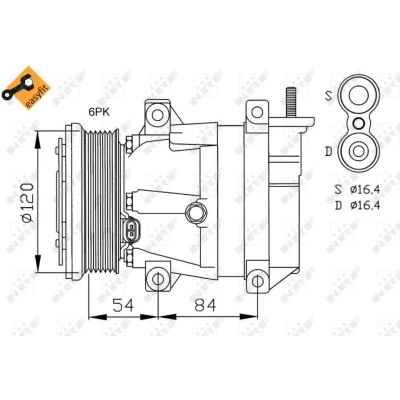 Image de NRF EASY FIT 32484 compresseur De Climatisation V5 12 PAG 150 avec huile PAG, bague d&#039;étanchéité