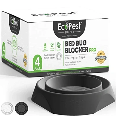 Image de Intercepteurs de Punaises Lit Lot 4 Bed Bug Blocker (Pro) Pièges (Noirs) Piège à Insectes, Dispositif Contrôle, et Détecteur pour Pieds