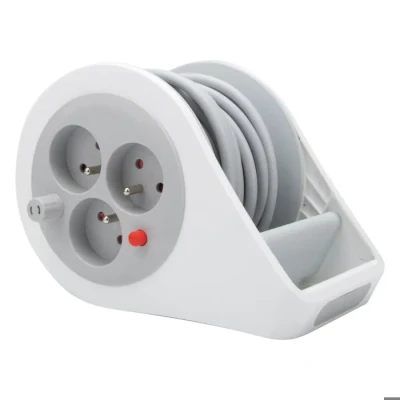 Image de Mini enrouleur design 3 prises 2P+T 7m gris Zenitech