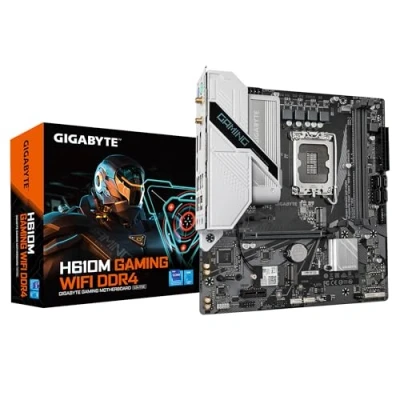 Image de Gigabyte Carte mère H610M Gaming WF DDR4 Prend en charge les processeurs Intel Core 14e génération, VRM numérique hybride 6+1+1, jusqu&#039;à 3200 MHz DDR4, 2 x PCIe 3.0 M.2, Wi Fi 802.11ac, GbE LAN, USB