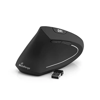Image de MediaRange Souris sans Fil Ergonomique 6 Boutons avec capteur Optique pour gaucher Noir