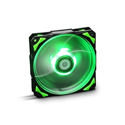 Image de NOX Hummer H FAN NXHUMMERF120LG Ventilateur de boîtier PC 120 mm, LED lumineuses, 7 pales translucides, roulements hydrauliques, coins support en caoutchouc, couleur vert noir