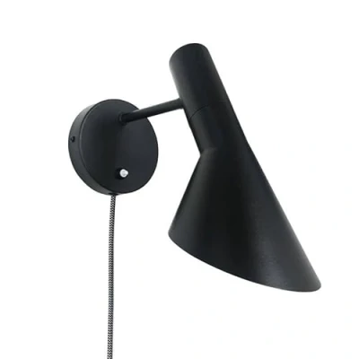Image de BarcelonaLED Applique murale avec câble prise et interrupteur Lampe de lecture Design élégant moderne nordique Orientable Noir pour chambre E27