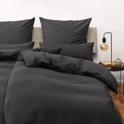 Image de Blumtal Housse de Couette 135x200 + taie d&#039;oreiller 40x80cm Parure lit certifié Oeko TEX Anthracite