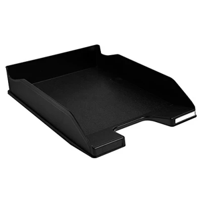 Image de Exacompta Réf. 11314D 1 corbeille à courrier COMBO MIDI dimensions utiles 34 x 25 6,5 cm pour format A4 + peut contenir 500 feuilles couleur noir certifié Ange Bleu