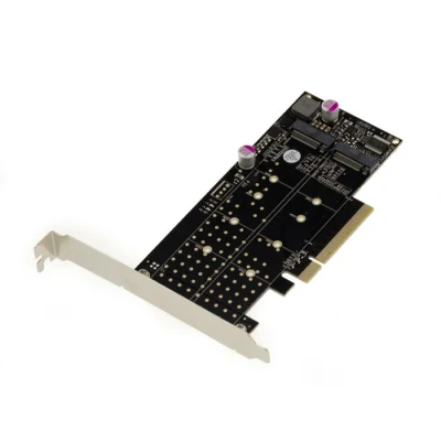 Image de Carte contrôleur PCIe 3.0 x8 pour 2 SSD M.2 NVMe M Key (M2 NGFF). Avec Chipset PERICOM PI6C20400ALE
