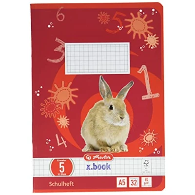 Image de Cahier Herlitz format A5, papier sans bois, quadrillé, 80 g/m², 32 feuilles, blanc A5 Linéature 05