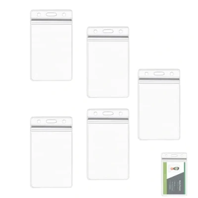 Image de 5 Pcs Porte Carte Transparent, Badge Transparent Plastique, Imperméable à l&#039;Eau des Badges, Étui pour cartes d&#039;identité, d&#039;étudiants, de Visite, Bus, Exposition