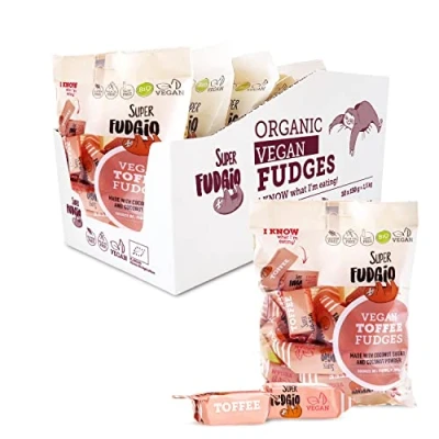 Image de SUPER FUDGiO Bonbon de vache Vegan Caramel doux Bonon à base d&#039;ingrédients naturels sans huile palme Avec lait coco 100 % bio et sucre noix 10 x 150 g