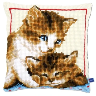 Image de Vervaco Kit coussin au point de croix Chatons jouants,Multicolore,34.299999999999997 x 3 354 cm