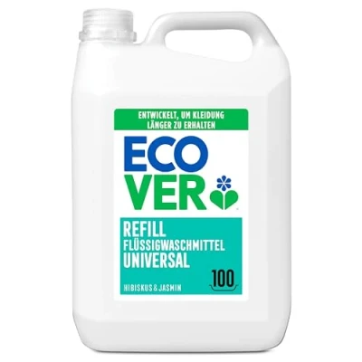 Image de Ecover Recharge Lessive Liquide Universelle, D&#039;Origine Naturelle pour un Linge Propre, Parfum Chèvrefeuille et Jasmin, 100 Lavages, Bidon de 5 Litres