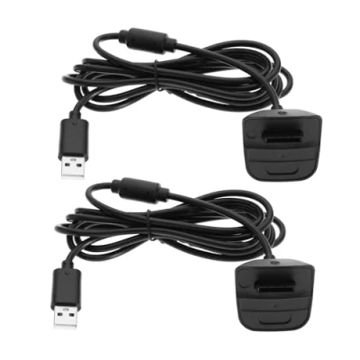 Image de Create idea Lot de 2 câbles charge USB rechange compatibles avec manette Xbox 360/360 Slim Noir