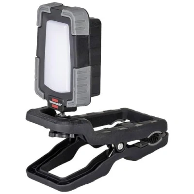 Image de Brennenstuhl Projecteur de Chantier LED à Pince CL 1050 MA Rechargeable Orientable (10W, 950lm, IP65, Lampe et Rotule Articulée, USB, Fonction Batterie Externe)