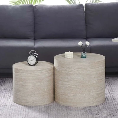 Image de Milton &amp; Oldbrook Set de Table d&#039;Appoint Lugano Look Travertin