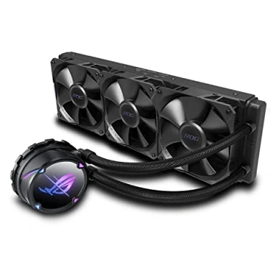 Image de ASUS ROG STRIX LC II 360 Refroidisseur de processeur liquide tout en un (3 x ventilateurs radiateurs 120 mm, Aura Sync RGB, compatible Intel LGA 1150/1151/1155/1156/1200/2066 et AMD AM4/TR4)