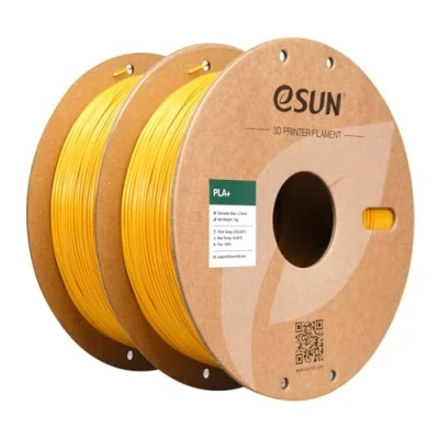Image de eSUN PLA+ Filament 1.75mm, Renforcé Ténacité Imprimante 3D PLA Plus, Précision Dimensionnelle +/ 0.03mm, 1KG par Bobine, 2 Bobines pour 3D, Jaune et