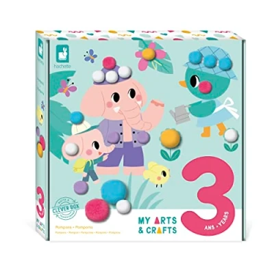 Image de JANOD My Arts &amp; Crafts 3 Ans Coffret Pompon 4 Tableaux Kit Loisir Créatif Enfant Apprentissage Motricité Fine et Concentration J07741