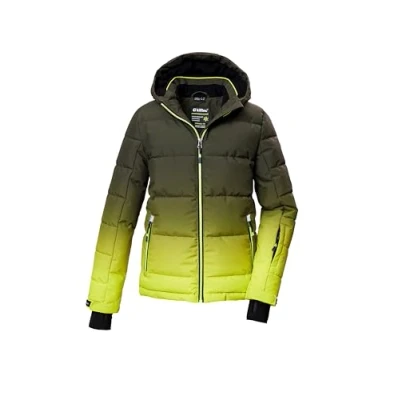 Image de killtec Garçon Ksw 382 Bys Qltd Jckt Veste De Ski Matelassée Avec Capuche Et Jupe Pare neige, Citron Vert, 140 EU