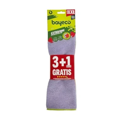 Image de Bayeco Lot de 3 Chiffons Extra Fibres en Microfibre 45 x 38 cm XXL Multi usages Super absorbants Plus Nettoyage Un Seul Passage