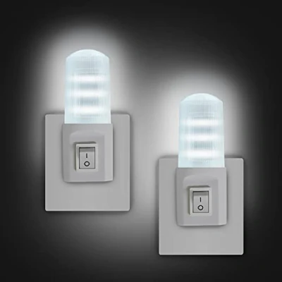 Image de EXTRASTAR LOT DE 2 Veilleuses LED, Lampe Nuit à interrupteur rétro, Veilleuse Enfant Plug and Play pour Chambre Bébé, Cuisine, Couloir, Escalier, Salon, Blanc Froid