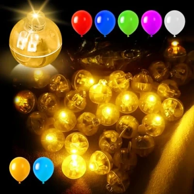Image de 100 pièces led Ballon Lumineux,Rond Boule lumineuse,Réutilisable led,Mini sans fil Convient pour Anniversaire,Mariage,Halloween,Noël Décoration(Jaune)
