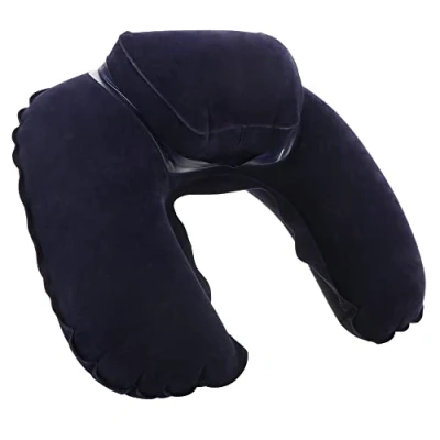 Image de com four® 1x Oreiller de Soutien Nuque Gonflable Pratique à gonfler Voyage avec Un accru la (Augmenté 1 pièce Bleu foncé)