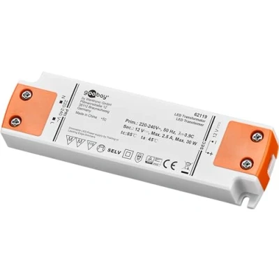 Image de goobay 60368 Transformateur LED 230 V vers 24 Charge totale 8 W Pilote DC Tension sans scintillement