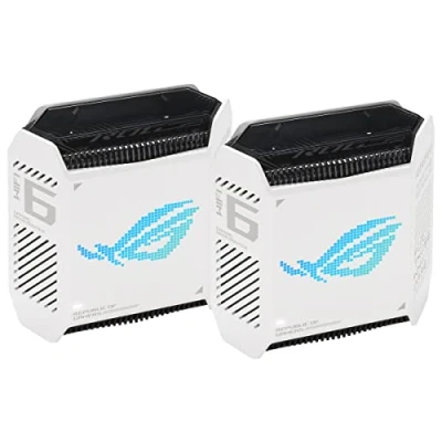 Image de ASUS GT6 Blanc Pack de 2 Routeur Gaming Wi FI 6 tri Bande AX10000 530m2, WiFi 10Gbps, Port WAN 2.5G, VPN Fusion, accélération des Jeux à Triple Niveau, AiProtection Pro et Instant Guard