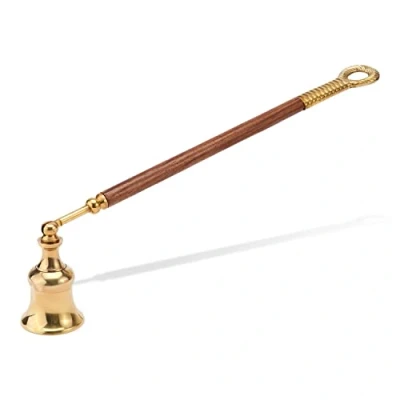 Image de NKlaus Extincteur de Bougie avec poignée en Bois d&#039;environ 35 cm Long pour Lampe à Huile Laiton Or mèche Outil Bougies 4035