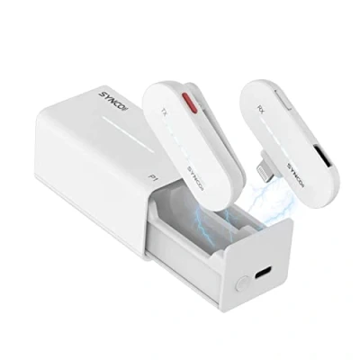 Image de SYNCO Microphone Cravate sans Fil 【Certifié MFi】, P1L Mic Lavalier 2.4GHz avec Boîtier de Charge Plug&amp;Play, 1*TX &amp; 1*RX pour iphone ipad, Youtube,