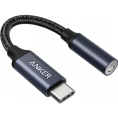 Image de Anker USB C auf 3.5mm Audio Adapter weiblichen Stecker, Nylon Kabel, kompatibel mit Samsung S20/S20+/S20 Ultra, Pixel 4/ + 4XL, und mehr