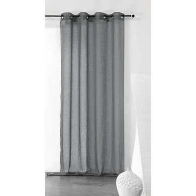 Image de LINDER Voilage uni et tamisant en Poly/Lin Polyester Gris foncé 240 x 150