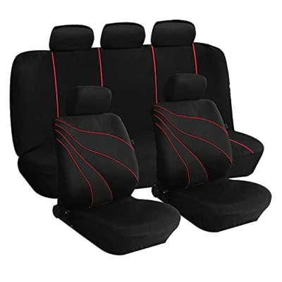 Image de Lupex Shop Housses de siège universelles en Polyester adaptables à Toutes Les Voitures avec sièges Standard 2 Fermetures éclair sur dossiers arrière Modèle G Rouge