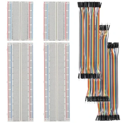Image de HUAREW Breadboard Dupont Cable Kit 2 Pièces 400 et 830 Tie Point Breadboards Jumper Wire Câble,3 en 1,Mâle vers Femelle, Mâle Mâle, Femelle Femelle,pour Arduino,Raspberry Pi