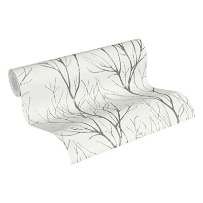Image de A.S. Création papier peint intissé Blooming 10,05 m x 0,53 gris noir métallisé 372604 37260 4