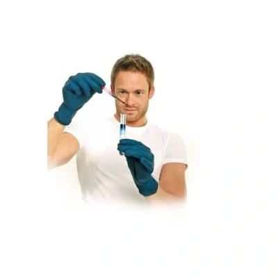 Image de Hygostar High Risk Gants en latex non poudrés Bleu M 28 cm